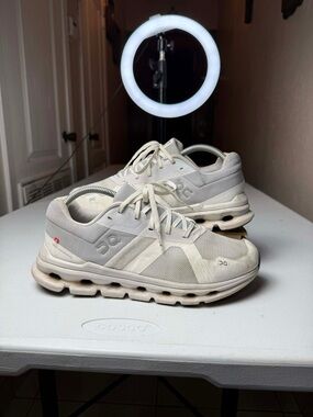 On Cloudrunner Womens Size 9.5 US White/Frost Athletic Running Shoes Sneakers